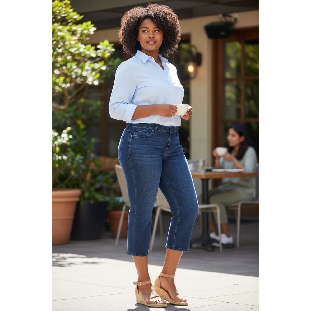 Seven7 Mid Blue Cropped Ankle Jeans
